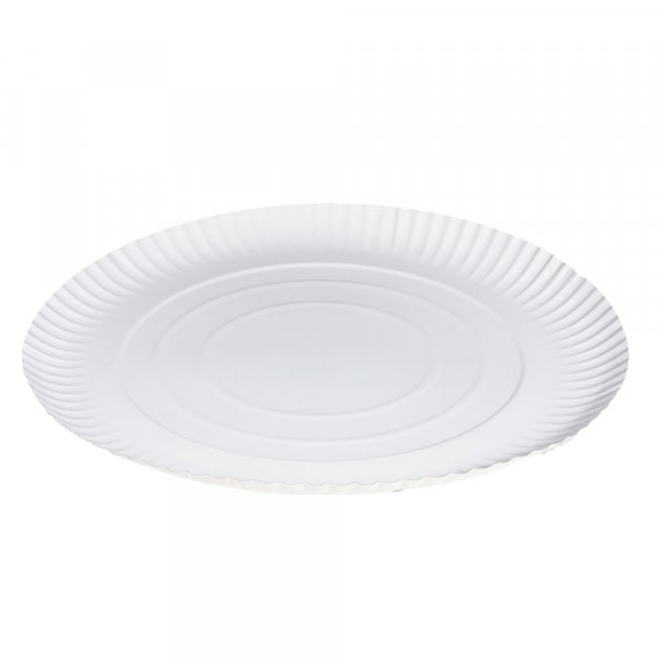 50 Stk. runde weiße Pappteller Ø 26 x 2 cm – Imbissteller & Kuchenteller
